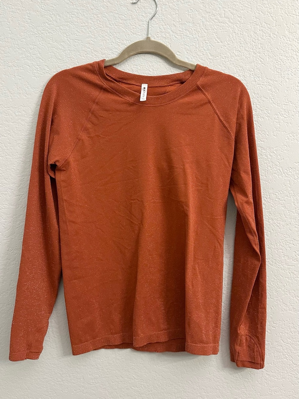 Athleta Metallic Copper Shimmer Long Sleeve Top L